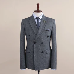 OIMG Men's casual suit three-piece plaid double-breasted Konishi slim young men's wedding dress