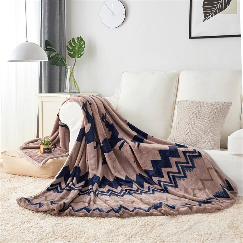 Soft Warm Coral Fleece Flannel Blankets For Beds Mink Throw Solid Color Sofa Cover Bedspread Winter Plaid Blankets - Color: G