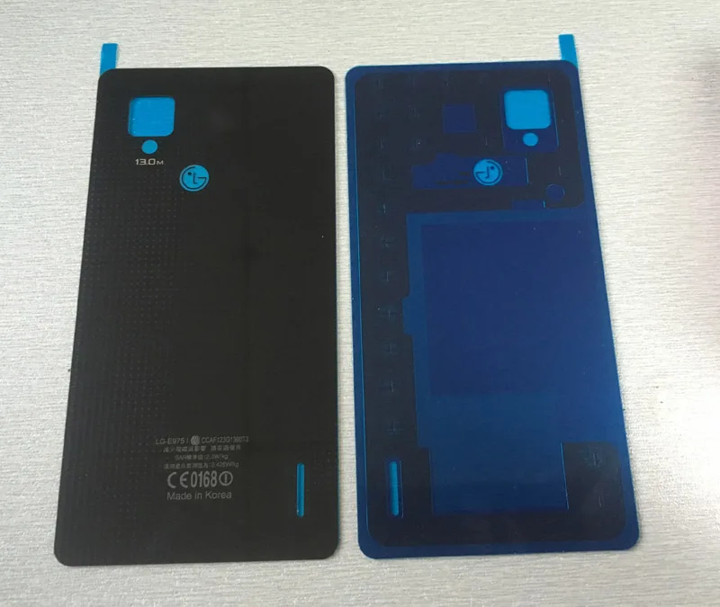 Для LG Optimus G E975 Стеклянная Крышка батарейного отсека объектив задний корпус черный чехол Корпус объектив+ логотип, Черный