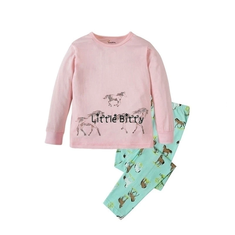 Lovely Girls Heart 100 Cotton High Quality Pajamas Sets Children's Pajamas Unicorn Pijamas For 2T-8T Kids Clothes Homewear children's pajamas bulk Sleepwear & Robes