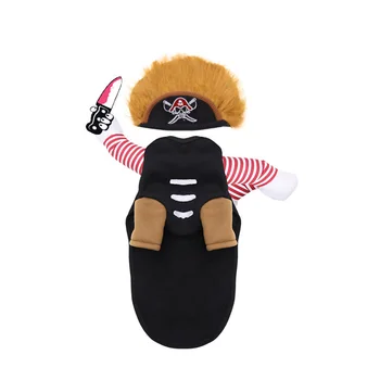 

Two Legs Travel Outdoor Daily Pirate Pattern Polyester Halloween Costume Autumn Windproof Warm Cosplay Pet Dog Clothes Party