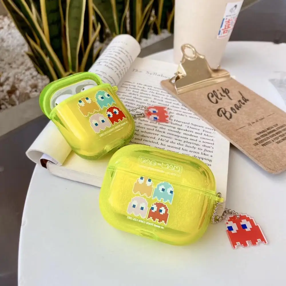 

Suitable for Apple Airpods pro 1 2 wireless Bluetooth charging box, cartoon cute Pac-Man fluorescent quicksand earphone box