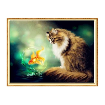 

MEIAN 2020 Animal Diamond Painting Cross-Stitch Embroidery Small Cat Mosaic Full Round/Square Drill Rhinestones Home Decoration