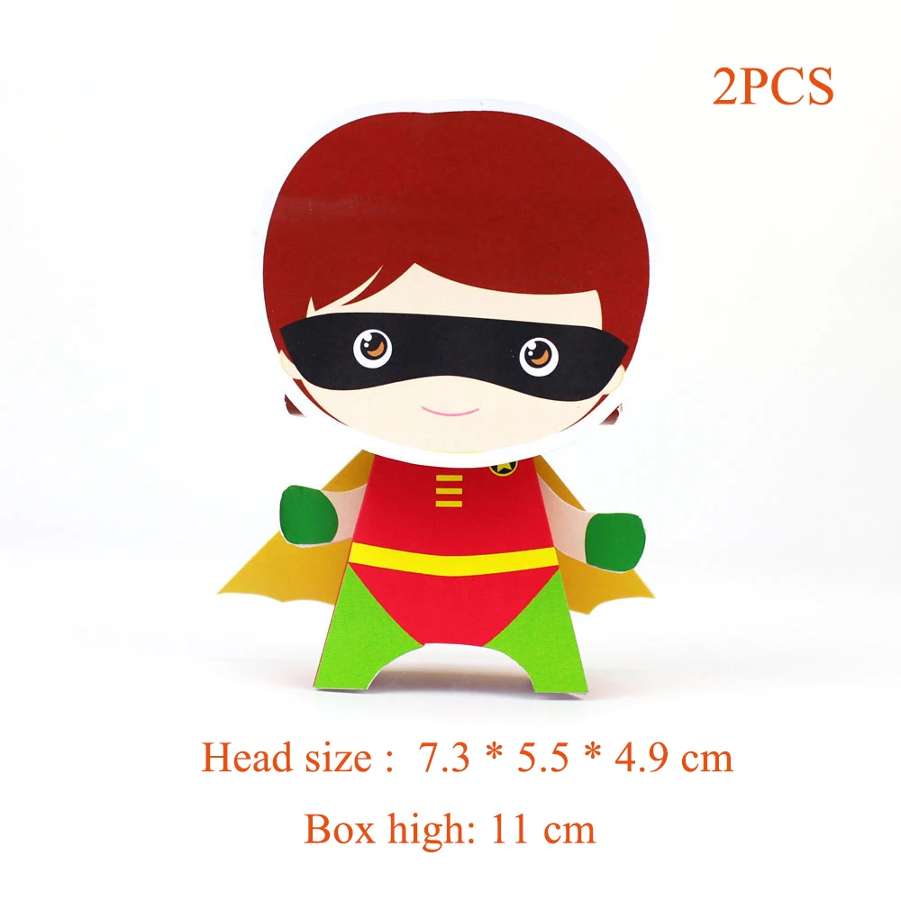 Robin box 2PCS Супер герой вечерние принадлежности приглашения подарочная коробка воздушные Шары Баннер соломенная Подарочная сумка торт Топпер бутылка для воды День рождения украшения - Цвет: Robin box 2PCS