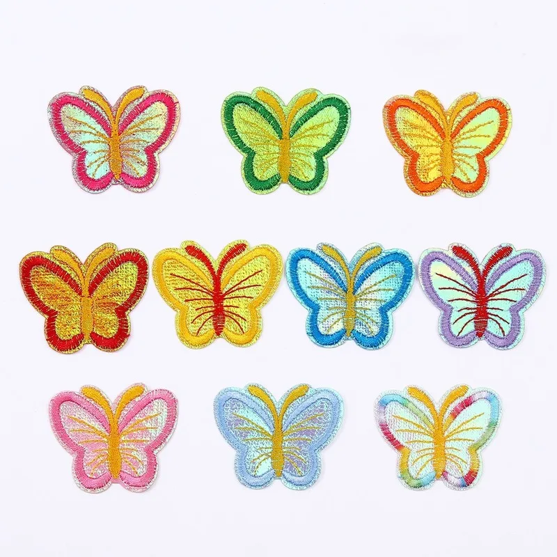 

100pcs/lot Embroidery Patches Line Butterfly Animal Backpack Clothing Decoration Accessories Diy Iron Heat Transfer Applique
