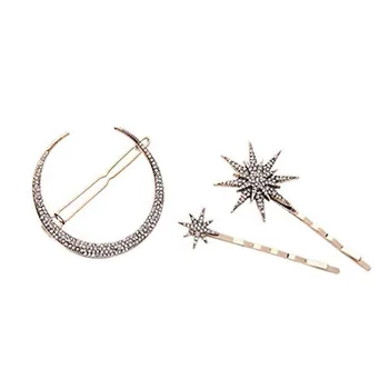 

Hair Barrettes Hair Clips Pins Accessories for Girls Thick Hair Styling Jewelry Alloy Diamond-studded Moon Star Pendant