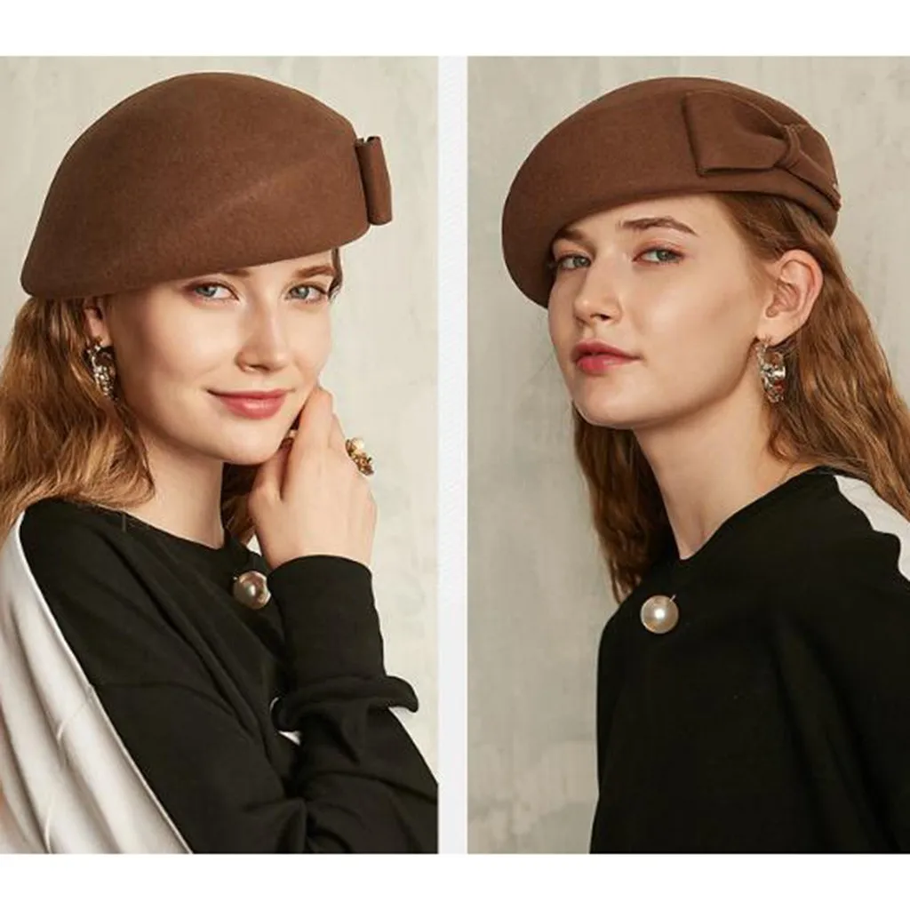 Новые модные, женские, шерстяные береты французский Стиль насыщенные цвета Кепки Винтаж теплые вечерние шляпа элегантный сомбреро mujer# Y2