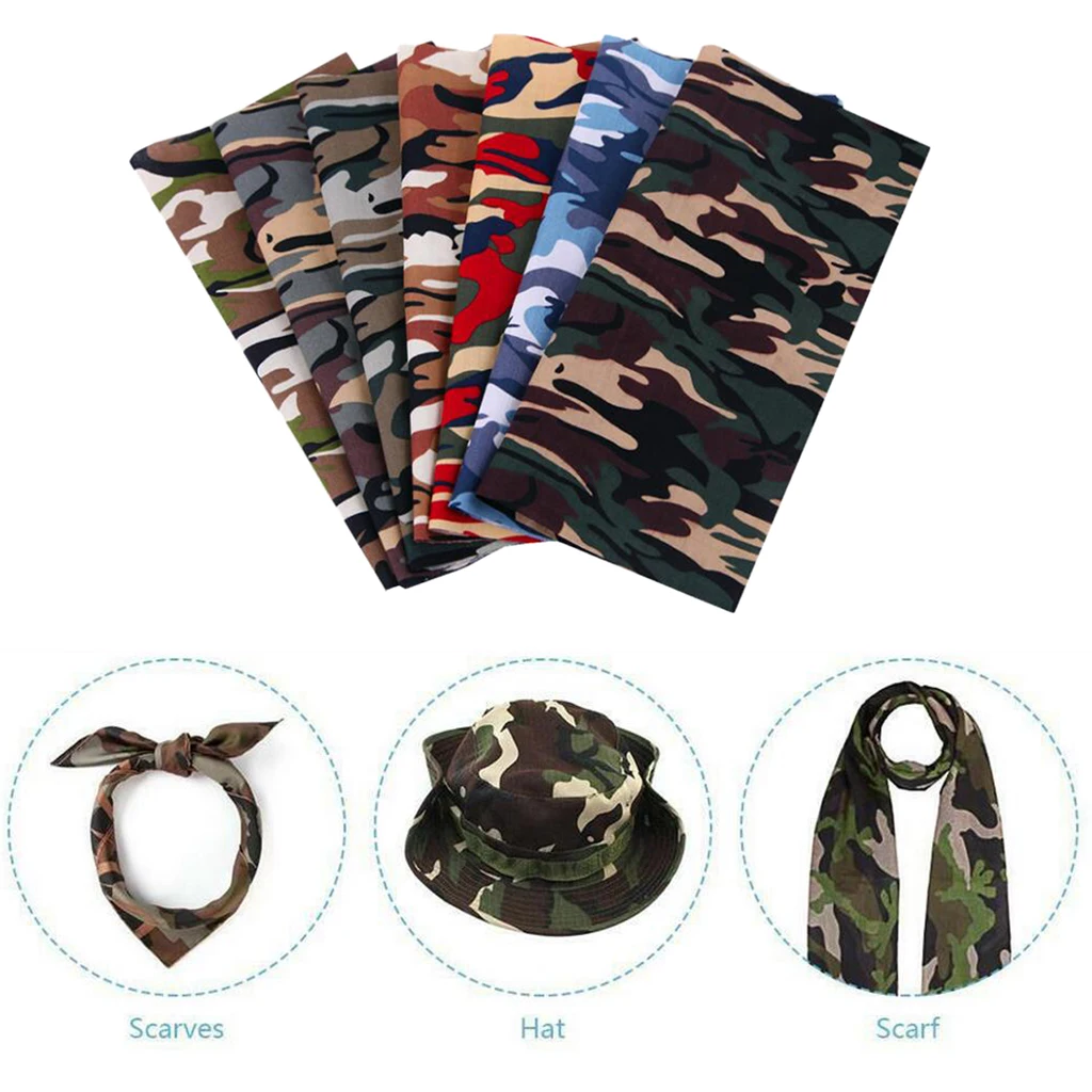 7 PCS (25cm x 25cm) No Repeat Design Printed Camouflage Cotton Fabric for Patchwork Sewing Tissue Quilting Squares Bundles