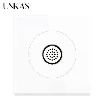 

UNKAS Smart Home Sound Light Operated Voice Sensor Control Time Delay Wall Power Switch 86MM*86MM Tempered Crystal Glass Panel