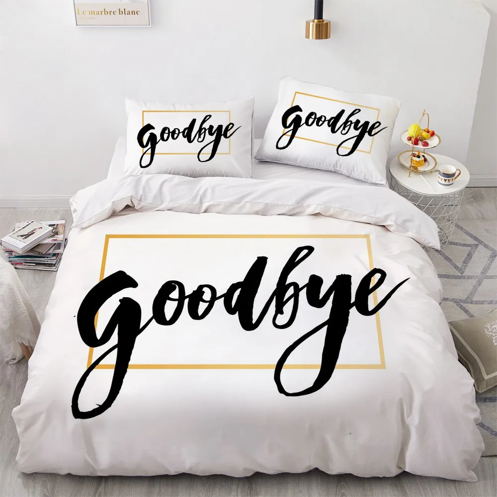 Комплект постельного белья с простым 3D-принтом букв белый Королевский полный