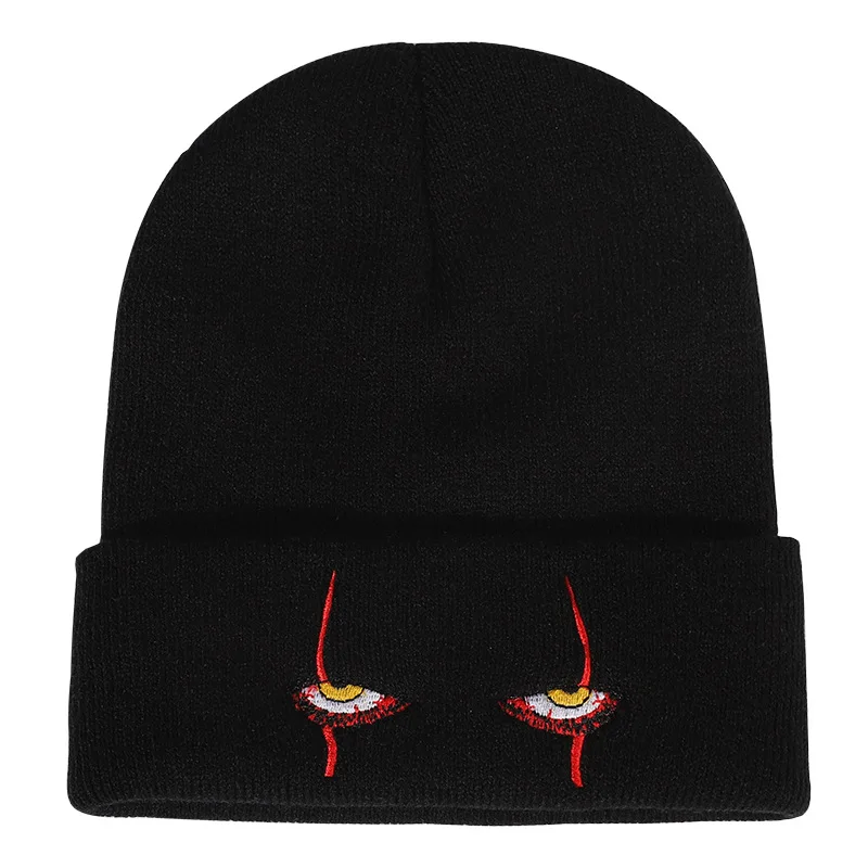 best beanie brands Adult New Hats Winter Knitted Embroidery Woolen Hats Men and Women Horror Eye Hats Fashion Warmth Thick Hats mens winter hat skullies