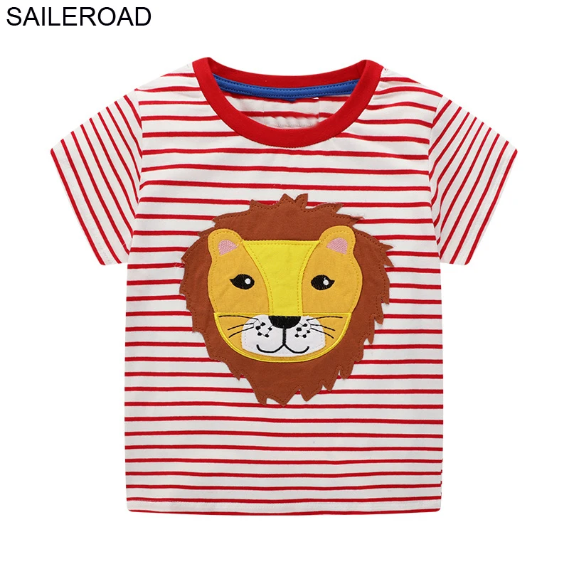 SAILEROAD Animal Sloth Аппликация Футболка для мальчиков Топы Одежда Лето Детские футболки Хлопок Одежда для девочек Детские футболки - Цвет: 6451 same picture