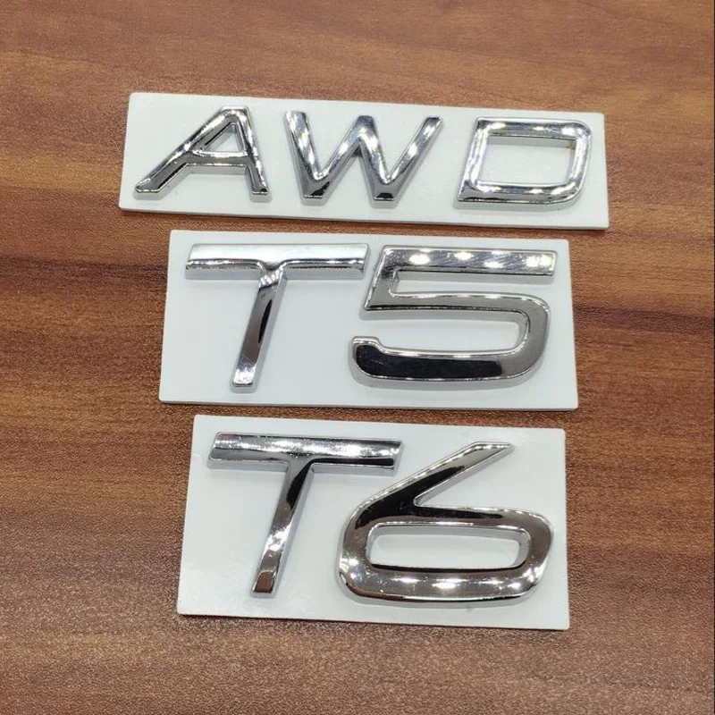 

1pcs 3D metal T5 T6 AWD letter car truck stickers emblem Badge for Volvo S60 V60 S80 XC60 XC90 car styling Auto Accessories