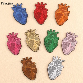 

Prajna Colorful Heart Patches Embroidered Patches For Clothing Iron On Patches Stripe On Clothes Jacket Apparel Applique DIY