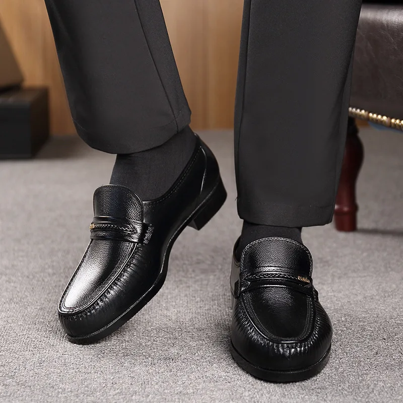 

Exercise Aandal Men Shoes Leather Shoes Men's Autumn Genuine Leather Middle-aged Old Man Business Casual Shoes Dad 118