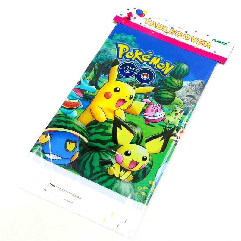 

108*180CM Pokemon Theme Tablecloth Decoration Kids Boys Favors Pikachu Table Cover Happy Baby Shower Events Party Maps 1pcs/lot