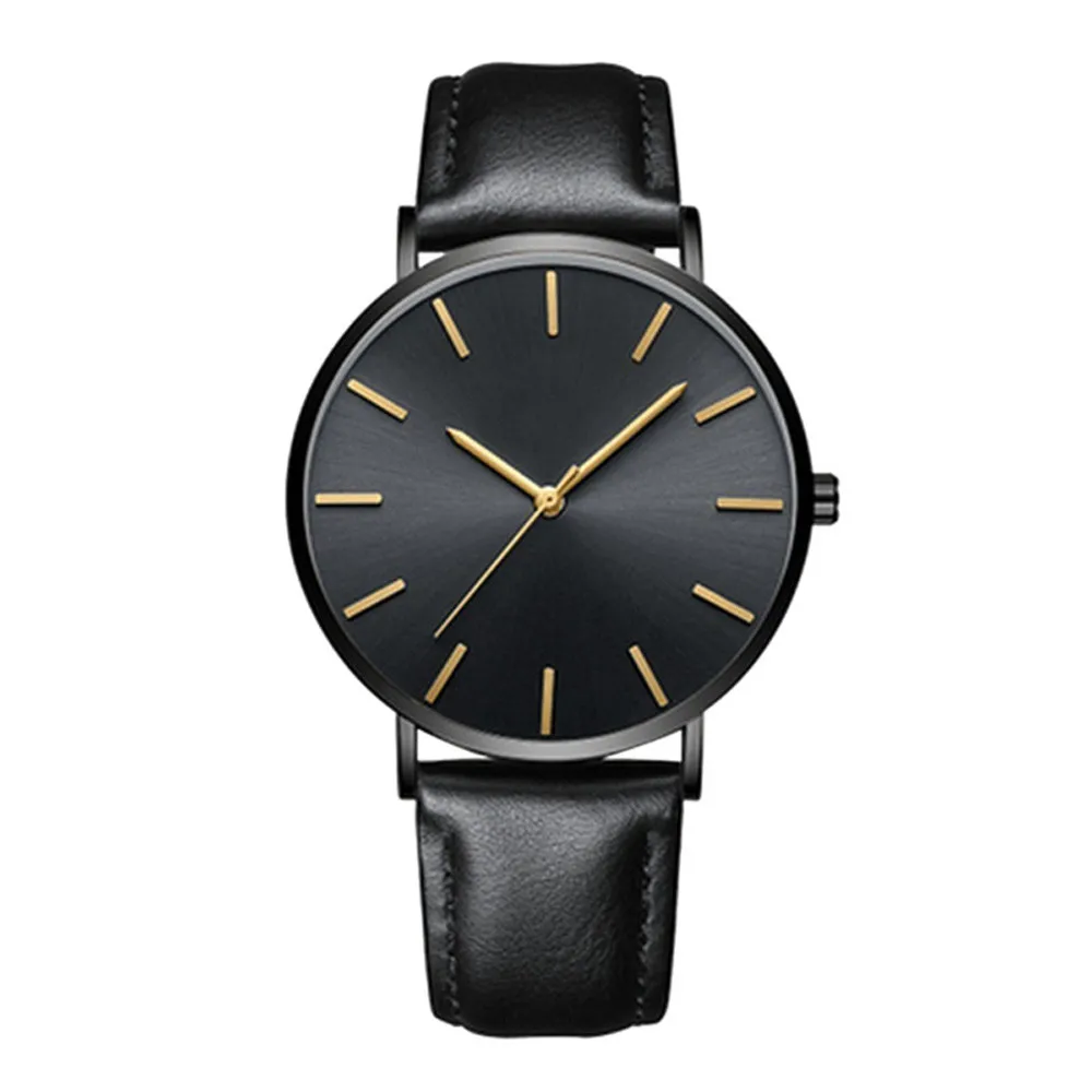 Часы для мужчин Relogio Masculino модные ультра тонкий стальной чехол с кожаным ремешком кварцевые наручные часы жизнь водонепроницаемый Horloge Heren 20 - Цвет: as photo