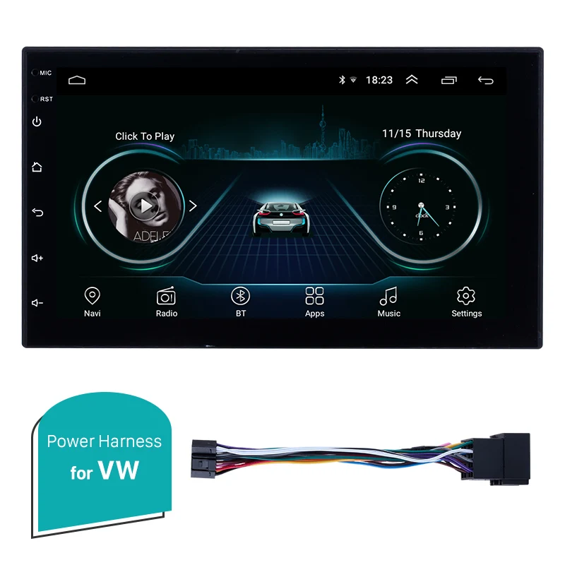 for VW ISO cable Harfey " универсальное Авторадио 2 din радио coche Android 8,1 gps автомобильное радио для Nissan VW Toyota Kia rio hyundai Suzuki Honda - Цвет: for VW ISO cable