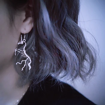 

Hip Hop Unicorn Skeleton Silver Color Dangle Earrings For Women Punk Cool Unique Skull Drop Earrings Harajuku Trendy Jewelry New