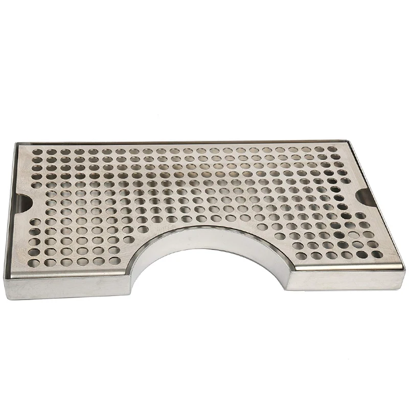 

12 inch Surface Mount Kegerator Beer Drip Tray Stainless Steel Tower Cut Out No Drain