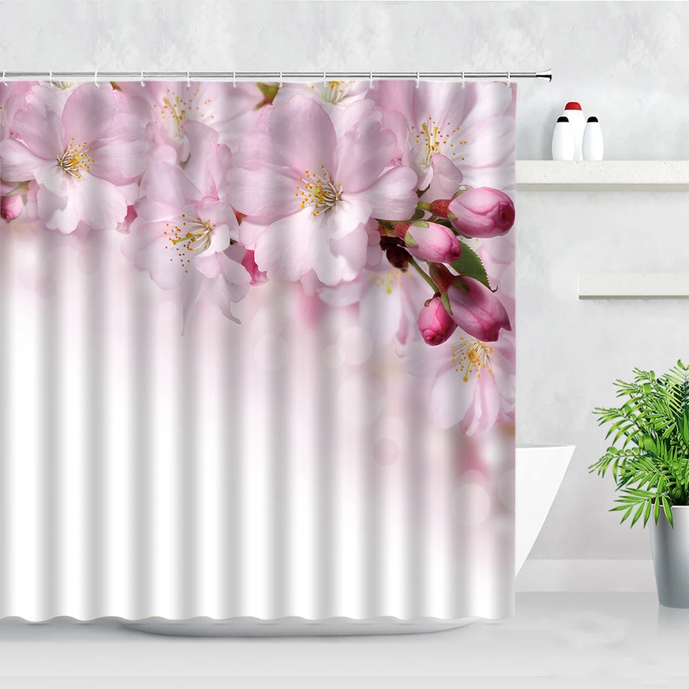 

Шторы для душа с натуральными цветами, тканевые занавески с крючками для девичьего декора, в сельском стиле, модный подарок для девушки