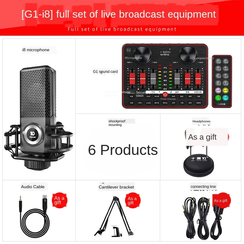 

Live Sound Card G1 I8 Microphone Version External Voice Changer Bluetooth Audio Sound Mixer USB Sound Effects For Phone Computer