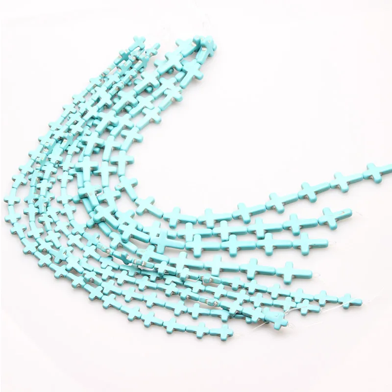 

Wholesale Blue Turquoises cross Beads Loose Round Natural Stone Bracelet Rondelle Beads For DIY Jewelry Making 12X16/18X25mm