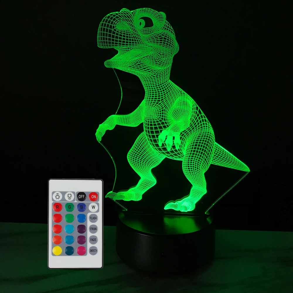 2pcs Car Led Interior Atmosphere Ambient Light 7 Color Led Dinosaur Lamp Car Decoration Night Light Car Accessories