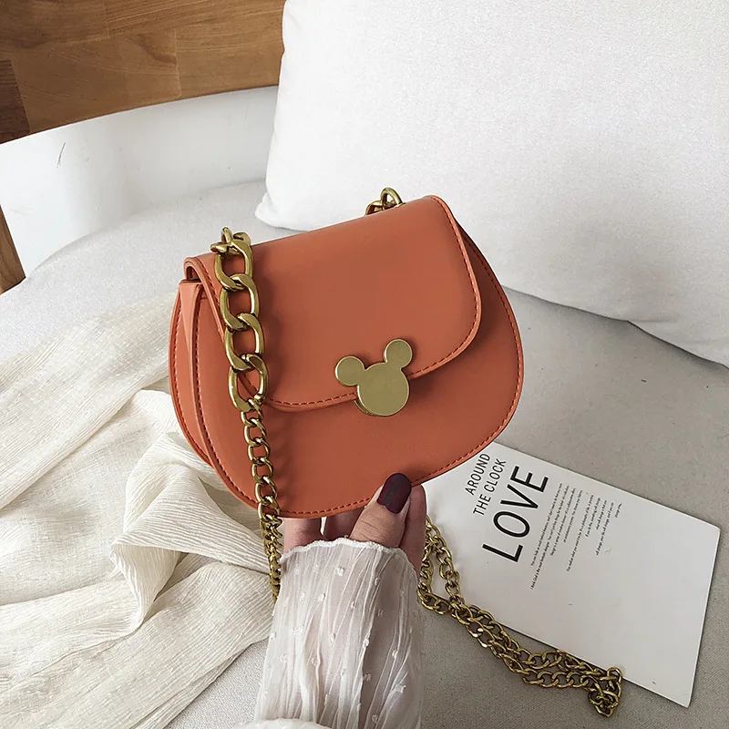 

2019 New Style Simple Small round Bag Mickey Headwear Lock Versatile Shoulder Women's Bag