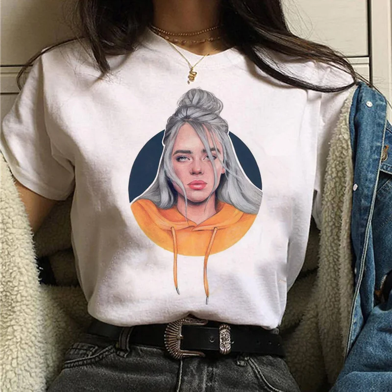Женская футболка с принтом Billie Elilish, корейский стиль, Harajuku, футболка с коротким рукавом, I Am A Bad Guy, уличное платье для девочек, рубашка, футболка