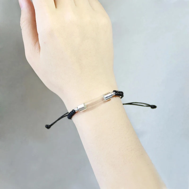 6 Colors Adjustable Handmade Clear Tiny Glass Tube Vial Cord Bracelet Memorial Writing Name Ash Hair Locket Pendant
