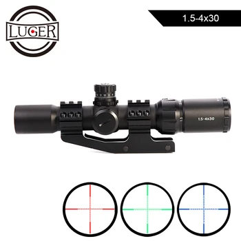 

Tactical Optical Sight Rifle Scope 1.5-4X30 Red Green Blue Tri-illuminated Mil-dot Reticle Scope For Air Guns Hunting Riflescope