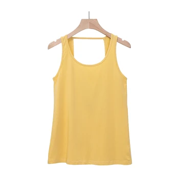 

Women's cotton bottoming tank tops O-neck hollow out basic active sleeveless sport undershirt M30153