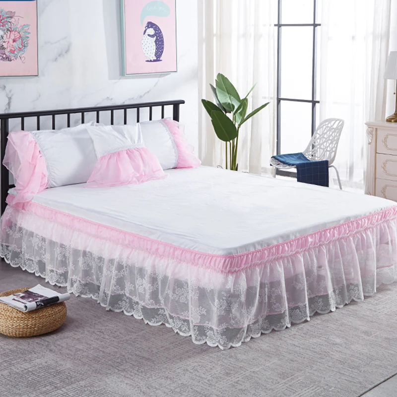 Elastic Bed Skirt Dust Ruffle Wrap Around Bedspread Covers Twin Full Queen King 