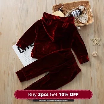 

Menoea Toddler Christmas Outfits 2020 Fashion Children's Clothes Suit Autumn Winter Velvet Long-sleeve Hooded Top Pants Suits