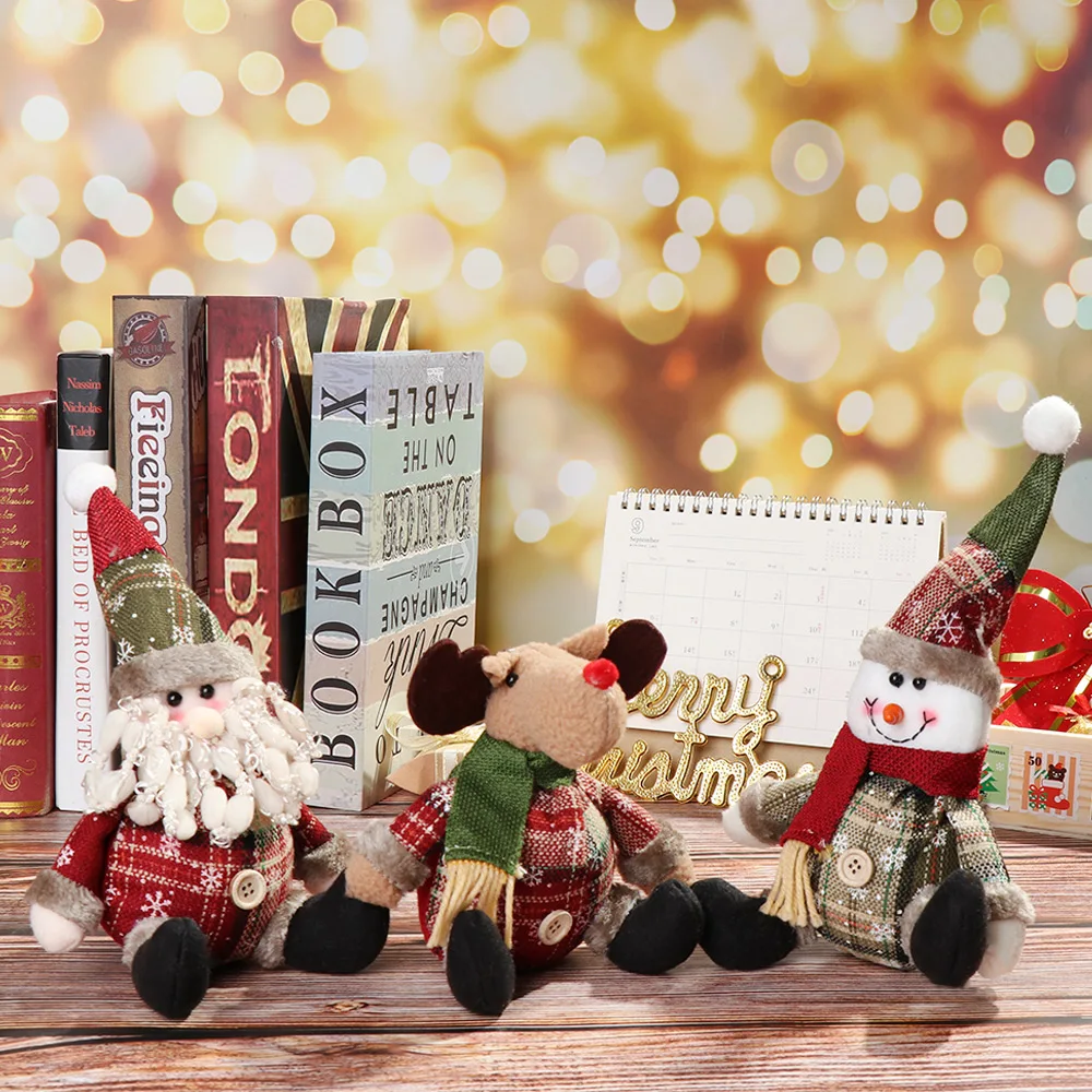 Cute Christmas Santa Claus Snowman Elk Doll Toys Christmas Tree Hanging Ornament Decoration For Home Xmas New Year Party Gifts