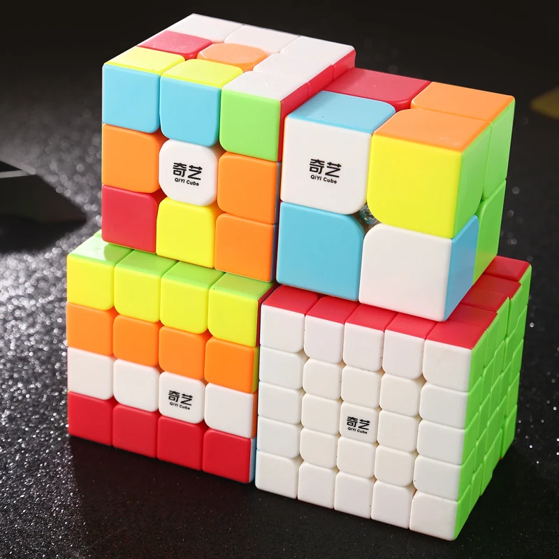 QIYI Stickerless 4 шт. набор магический куб 2x2x2 3x3x3 4x4x4 5x5x5 скоростной куб вращающийся Гладкий Cubo Magico классические детские игрушки QY2345SET