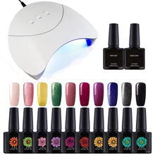 36 Вт УФ светодиодный набор ламп для ногтей 10 цветов УФ комплект гель-лаков для ногтей инструменты для маникюра набор топ основа лак полупостоянная УФ лампа