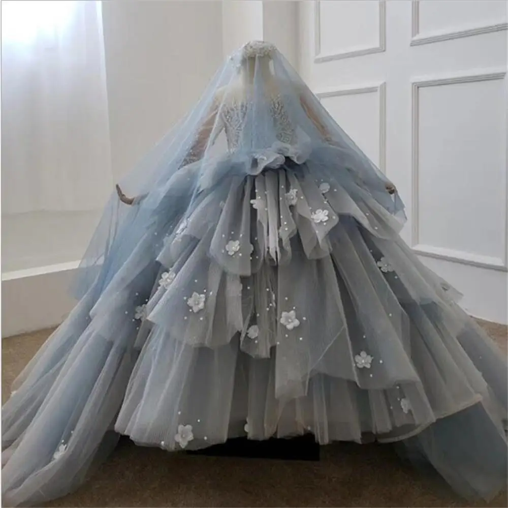 

Бальное платье с цветочным узором для девочек кружевное платье ручной работы с жемчугом и длинными рукавами для маленьких детей, подарок на день рождения, нарядное платье для девочек