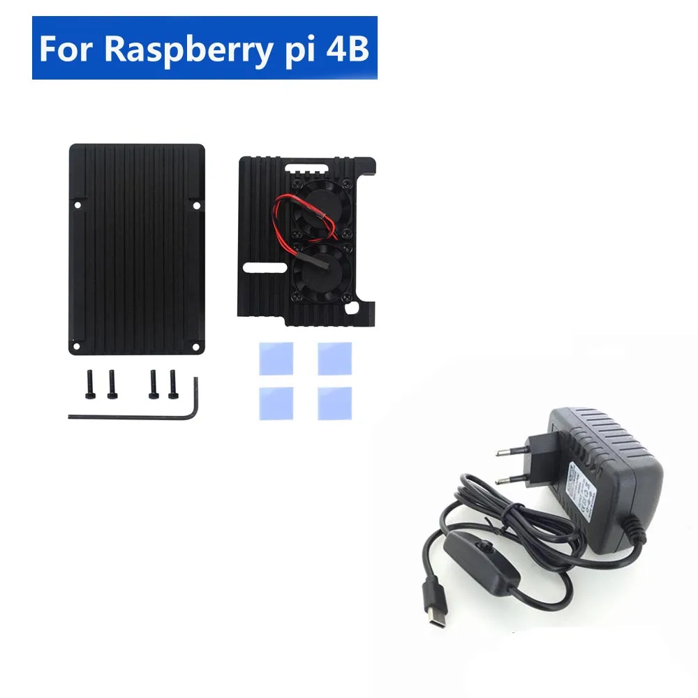 Синий Raspberry Pi 3B/3B+/4B Броня Алюминий сплава чехол с SD картой памяти на 32 ГБ+ 5V 3A питания+ HDMI для Raspberry pi 3B/3B+/4B - Цвет: Синий