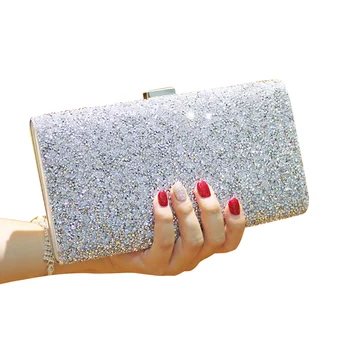 

Women Shiny Purse Polyester Carrying Hasp Gift Universal With Chain Evening Party Clutch Bag Storage Diamante Solid Wedding