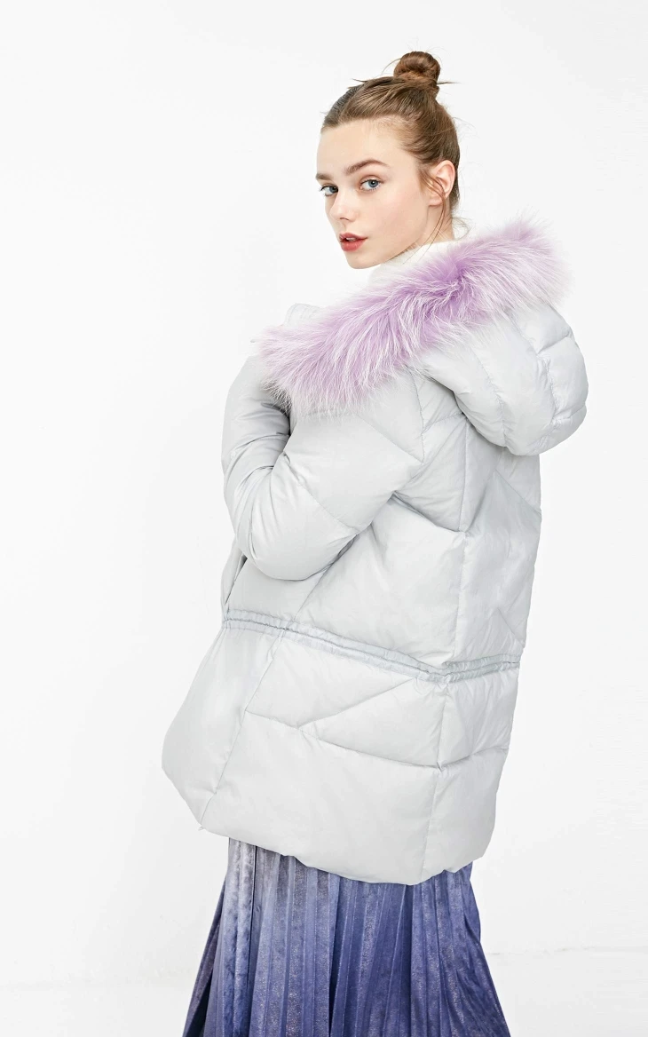 Vero Moda Съемная енотовым мехом капюшоном пуховая куртка пальто женская| 318423539