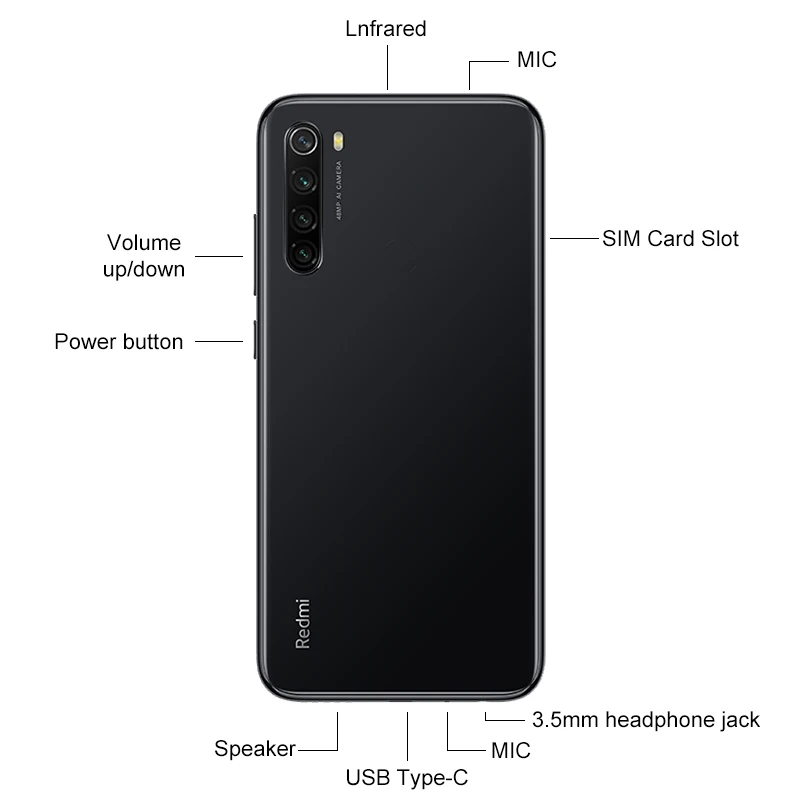 Мобильный телефон Xiaomi Redmi Note 8 глобальная версия 4 Гб 64 ГБ Восьмиядерный процессор