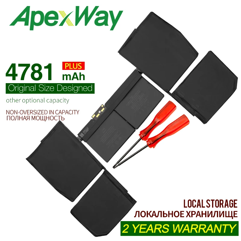 ApexWay 7 56 в 4781 мАч A1705 аккумулятор для Macbook 12 дюймов ноутбук A1534 запасная батарея
