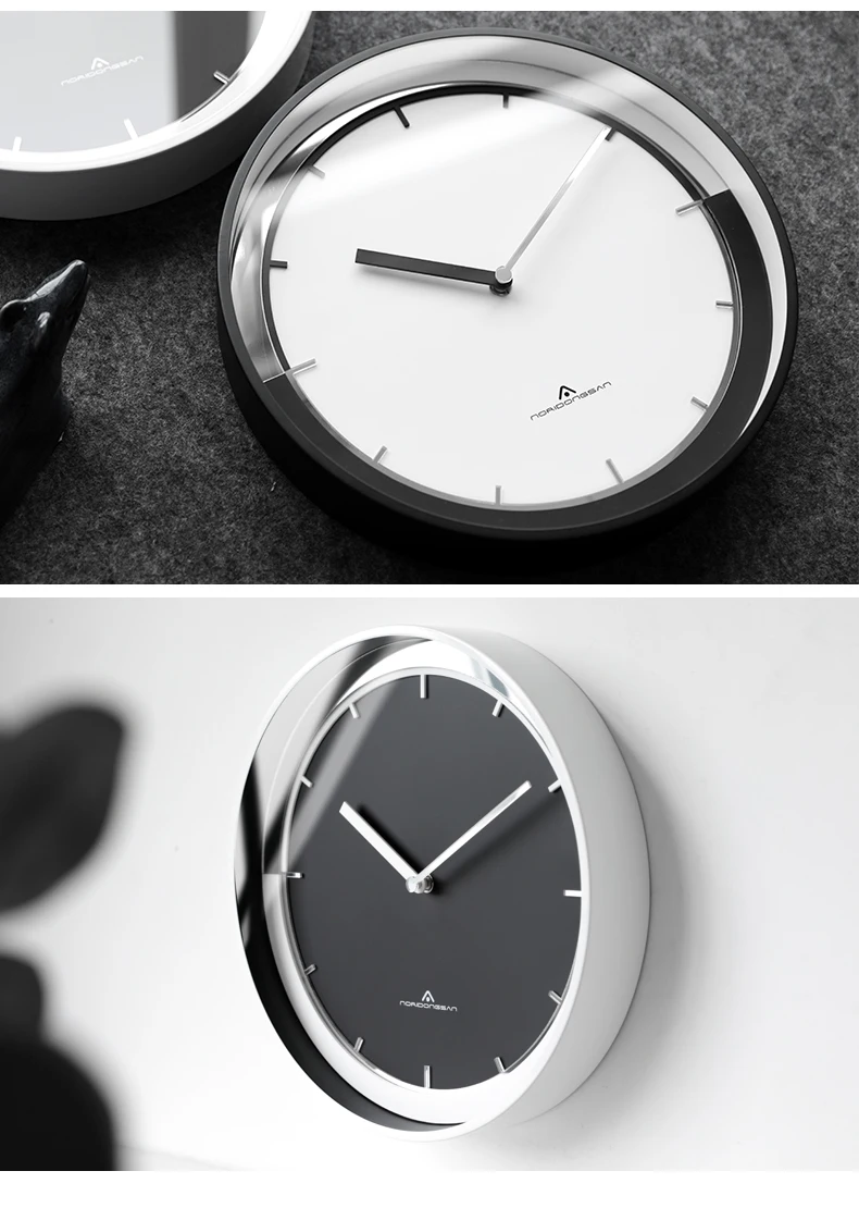 American Luxury Wall Clock Metal Living Room Hotel Clock Mechanism European Style Art White Zegar Scienny Home Decoration FZ531