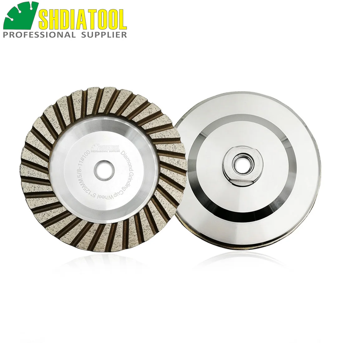 

SHDIATOOL 2pcs Dia 125mm/5inch 5/8-11 Thread Aluminum Based Diamond Grinding Cup Wheel For Granite Marble Concrete