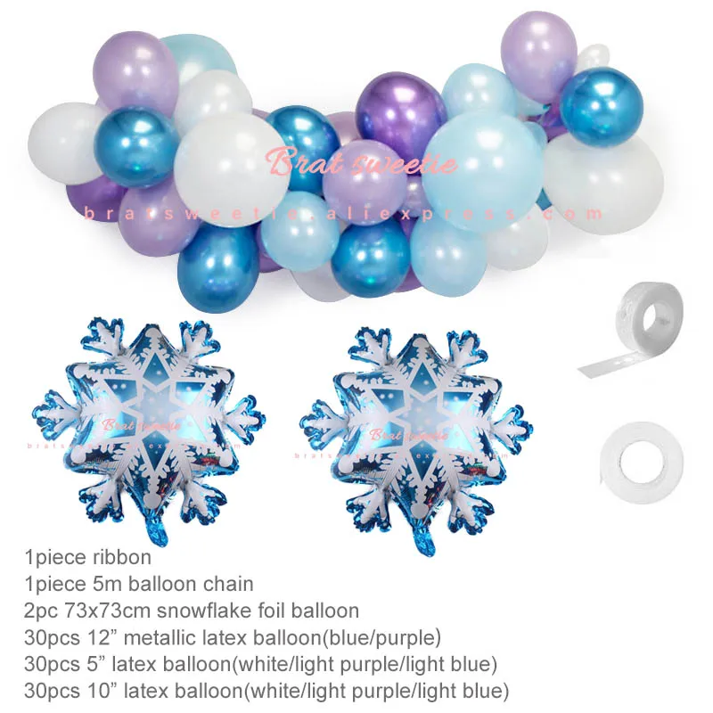 Ice Queen Party Snowflake Christmas Backdrop for Photography Vinyl Background Winter Kids Birthday Decorations Wall Decor - Цвет: snowballoon garland