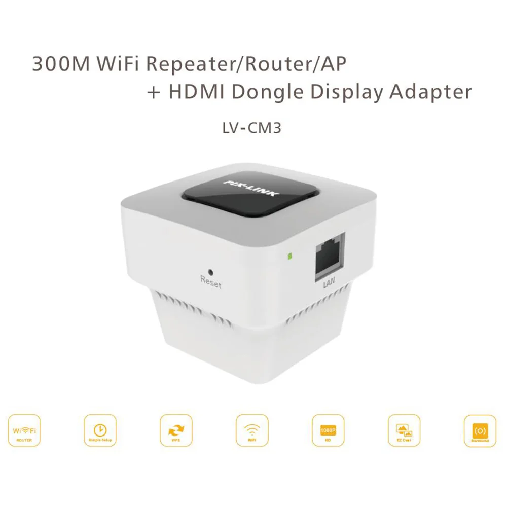 300 Мбит/с беспроводной Wi-Fi ретранслятор ТВ палка комбо RJ-45 сети 1080HD HDMI дисплей стандарты для EZCast DLNA Google Home