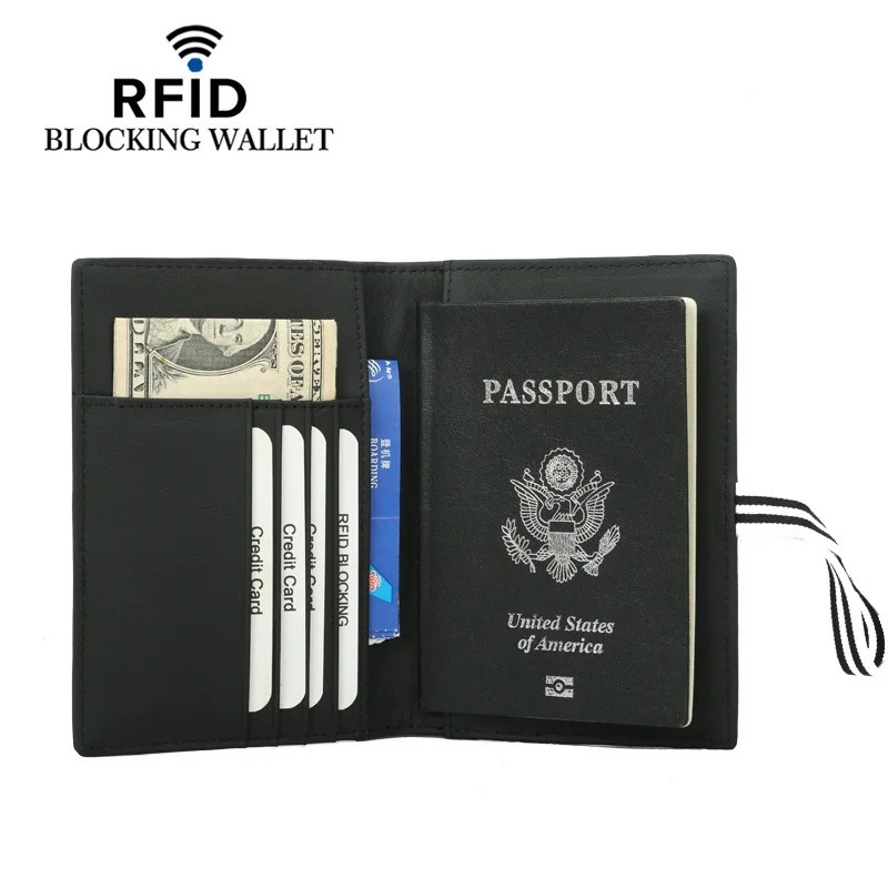 Натуральная кожа RFID Обложка для паспорта дорожный Кошелек Чехлы для паспорта карта держатель для паспорта строчка бизнес держатель для карт
