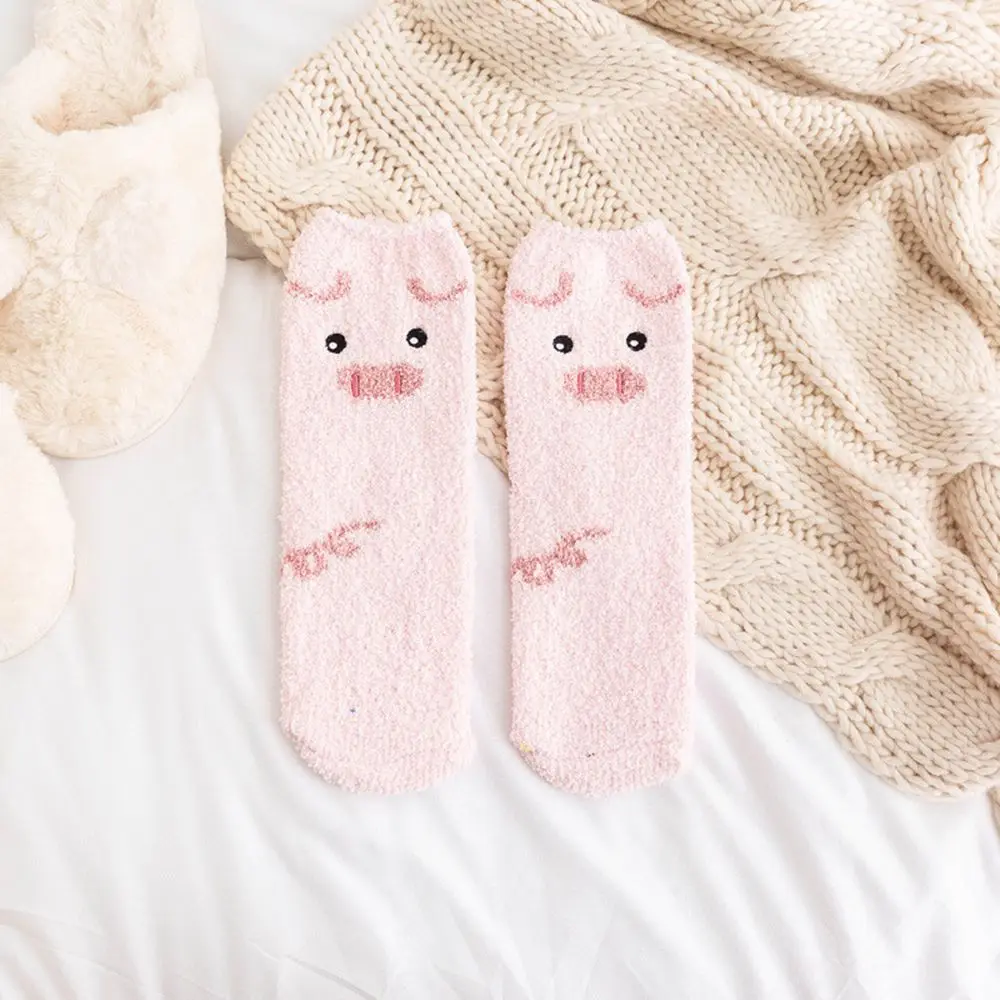 Милые осенне-зимние плюшевые и утолщенные теплые носки без пятки с рисунками животных; носки для сна; домашние носки-Тапочки